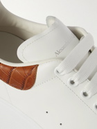 Alexander McQueen - Exaggerated-Sole Croc-Effect Trimmed Leather Sneakers - White