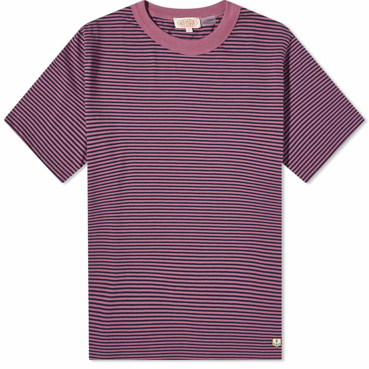 Armor-Lux Men's Fine Stripe T-Shirt in Purple/Marine Deep Armor Lux