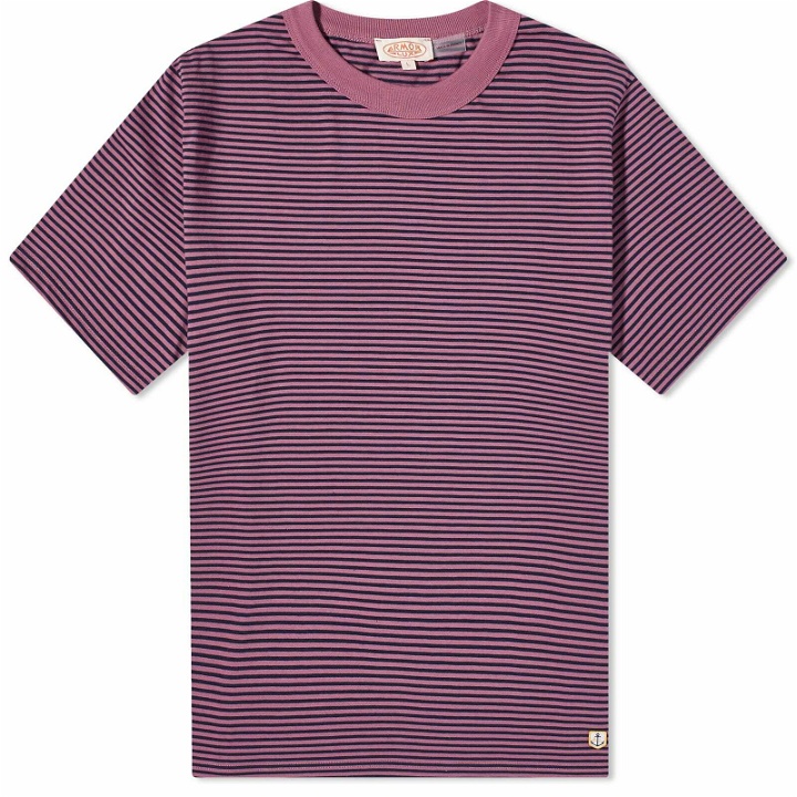 Photo: Armor-Lux Men's Fine Stripe T-Shirt in Purple/Marine Deep