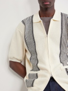 Beams Plus - Striped Knitted Half-Zip Polo Shirt - Neutrals