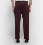 Wacko Maria - Tapered Pleated Cotton and Cashmere-Blend Corduroy Trousers - Men - Burgundy