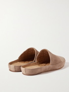 MULO - Leather-Trimmed Suede Slippers - Neutrals