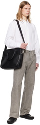 BOSS Black Leather Embossed Logo Briefcase