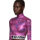Versace Jeans Couture Pink Metallic Barocco Crop Turtleneck