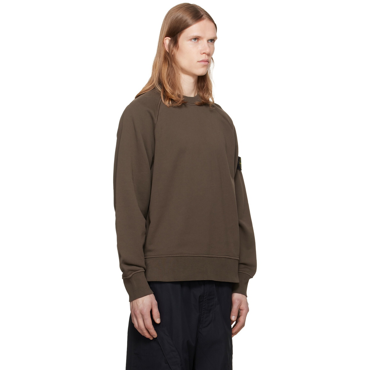 Stone Island Brown Organic Cotton Fleece Sweatshirt