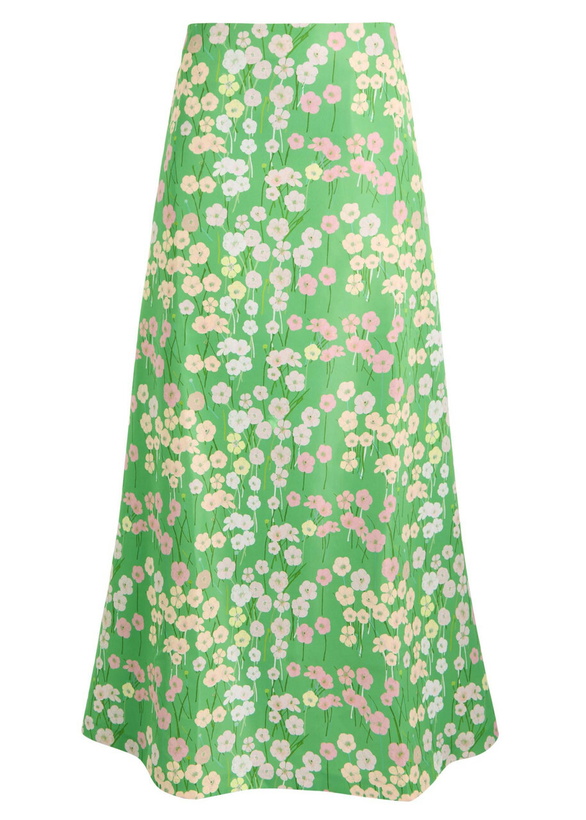 Photo: Bernadette Caswell Floral-printed Satin Midi Skirt Multi Print