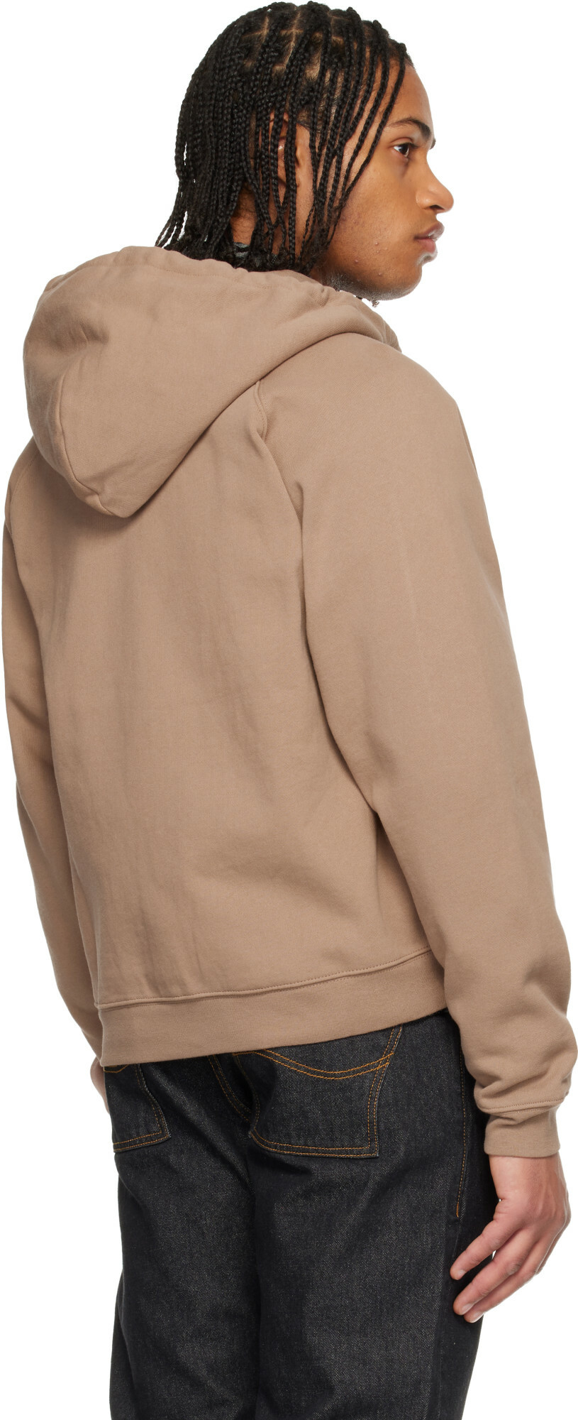 Dime Taupe Cursive Small Logo Zip Hoodie