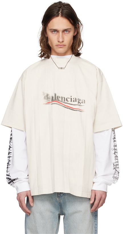 Photo: Balenciaga Off-White Political Stencil T-Shirt