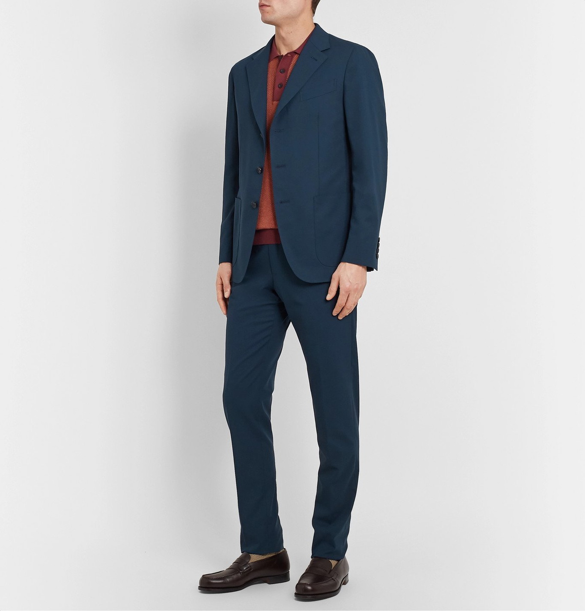 Caruso - Slim-Fit Unstructured Cotton Suit Jacket - Blue Caruso