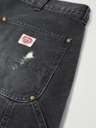 SAINT MXXXXXX - Straight-Leg Distressed Cotton Shorts - Black
