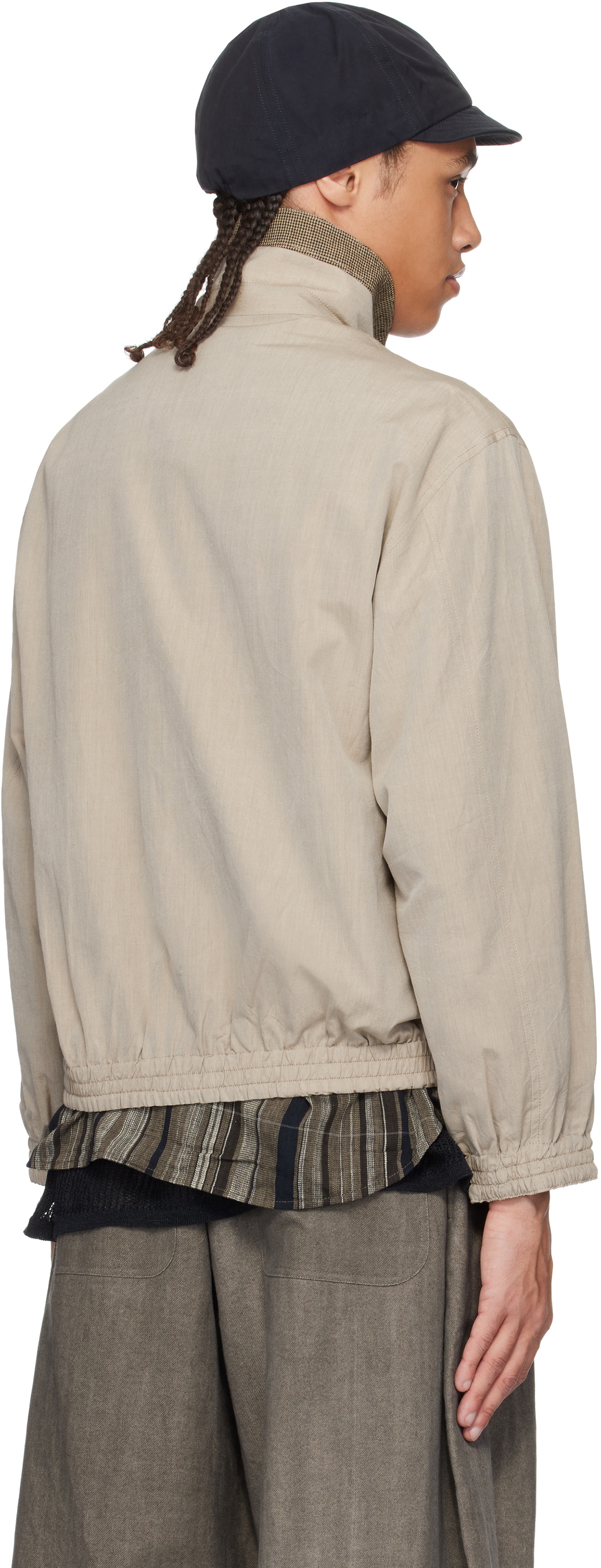 Aviva Jifei Xue Beige Yarn-Dyed Track Jacket