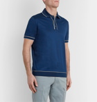 Loro Piana - Slim-Fit Contrast-Tipped Cotton-Jersey Polo Shirt - Blue