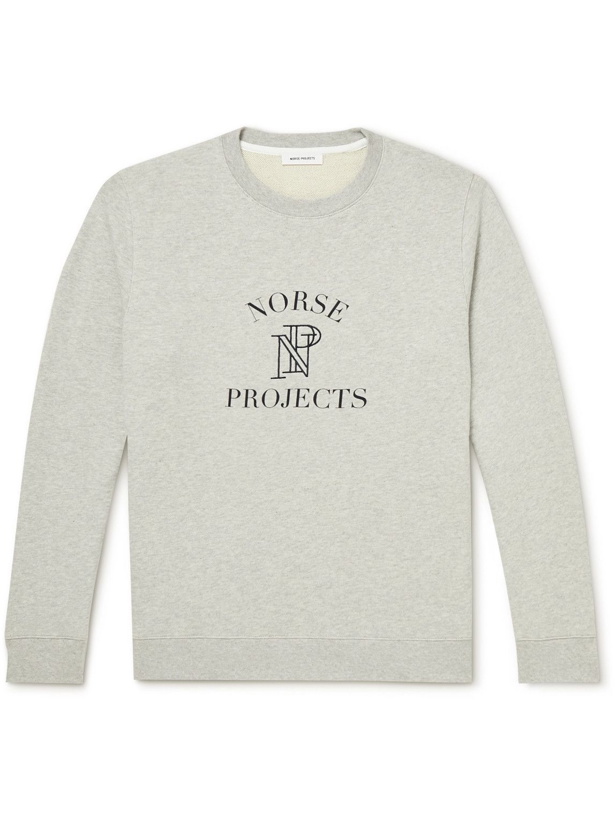 Photo: Norse Projects - Logo-Embroidered Printed Cotton-Jersey Sweatshirt - Gray