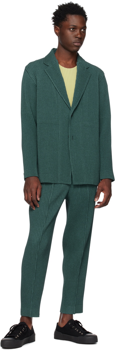 HOMME PLISSÉ ISSEY MIYAKE Green Wool Like Light Blazer Homme