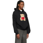 We11done Black Heart Teddy Hoodie