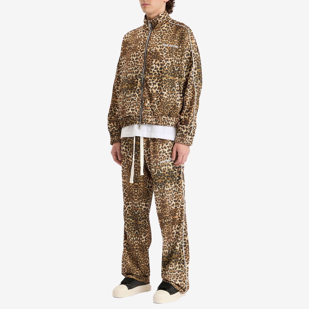 Cole Buxton Men's Piped Track Pant in Leopard