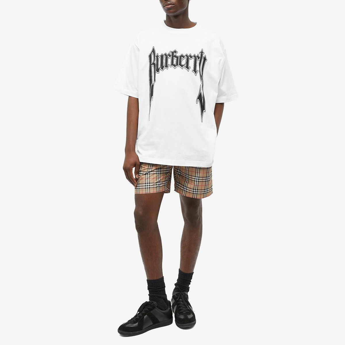 Burberry Men's Sici Large Artwork Logo T-Shirt in White Burberry Burberry Men's Sici Large Artwork Logo T-Shirt in White Burberry