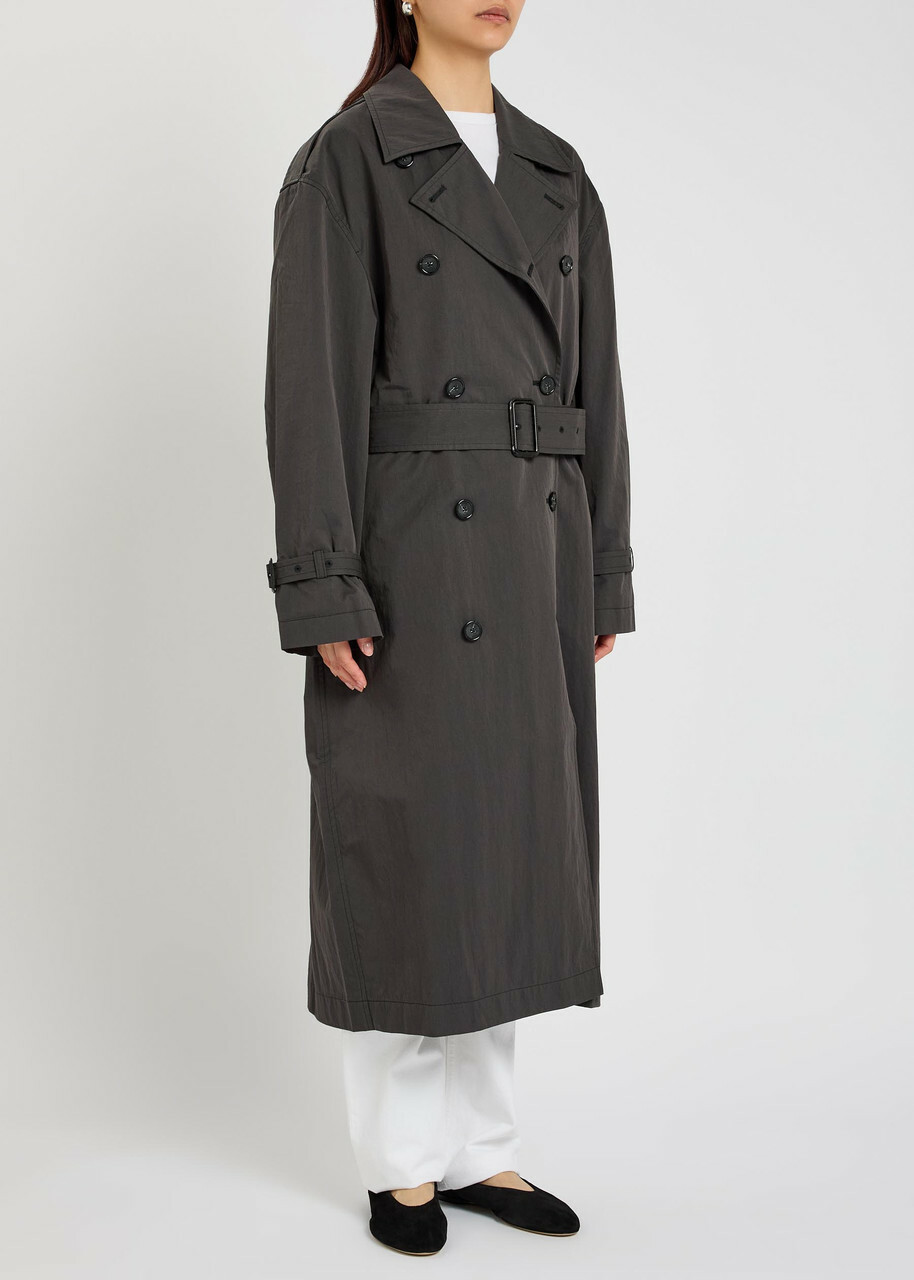 Toteme Double-breasted Belted Cotton-blend Poplin Trench Coat Black