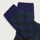 RoToTo Checkerboard Room Sock in Navy Blue/Charcoal