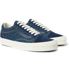 Vans - OG Old Skool LX Leather-Trimmed Suede and Checkerboard Canvas Sneakers - Men - Navy