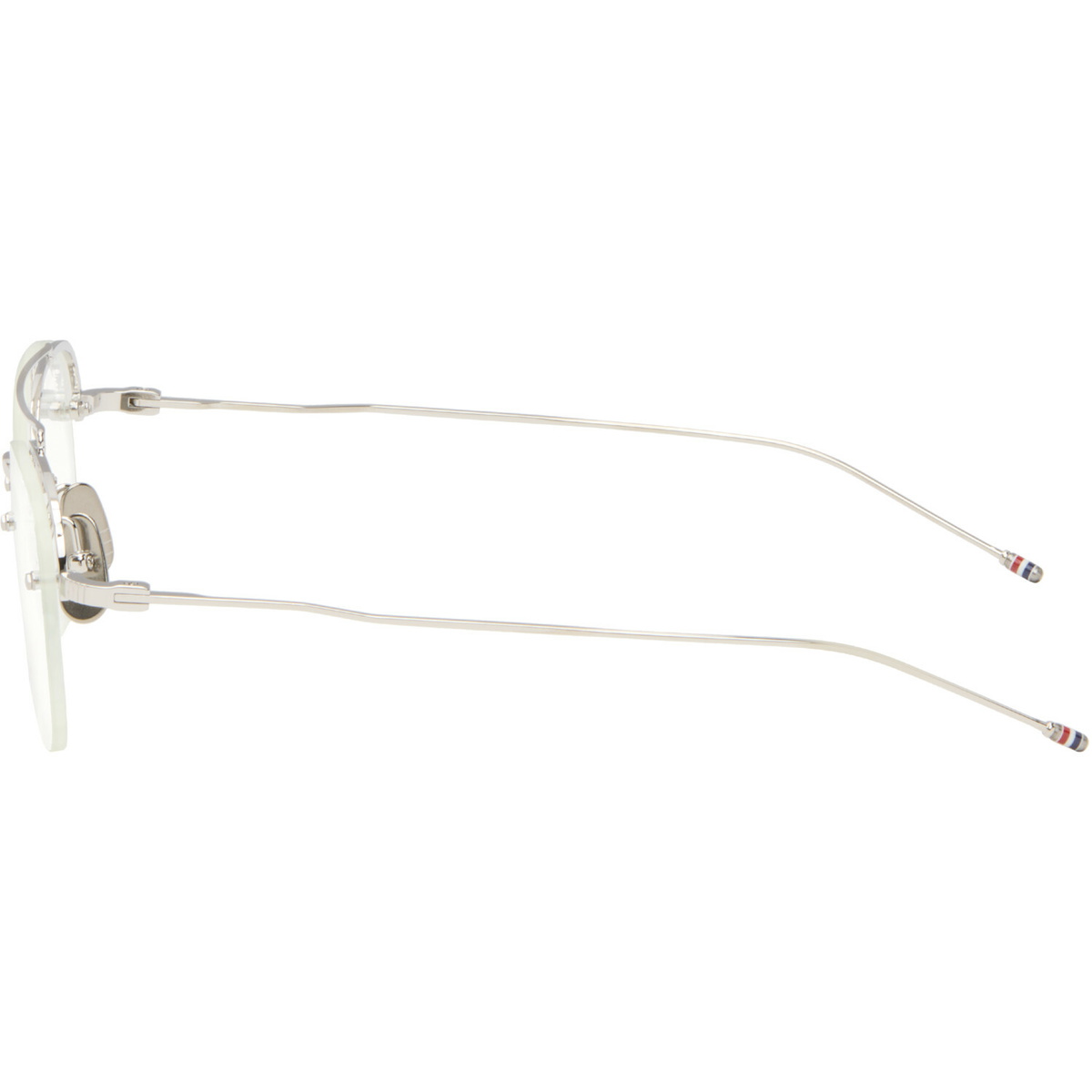 Thom Browne Silver Titanium Semi-Rimless Pilot Glasses