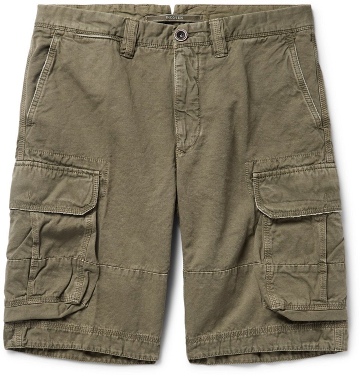 Photo: Incotex - Cotton and Linen-Blend Cargo Shorts - Men - Sage green