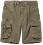 Incotex - Cotton and Linen-Blend Cargo Shorts - Men - Sage green