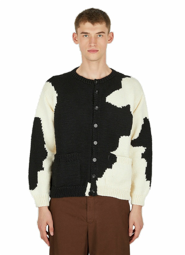 Photo: Hand Knitted Cow Cardigan in Black