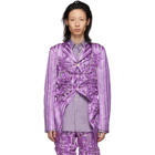 Comme des Garcons Homme Plus Purple Silk Satin Stripe Blazer