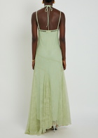 DE LA Vali Calima Asymmetric Lace Maxi Dress Light Green