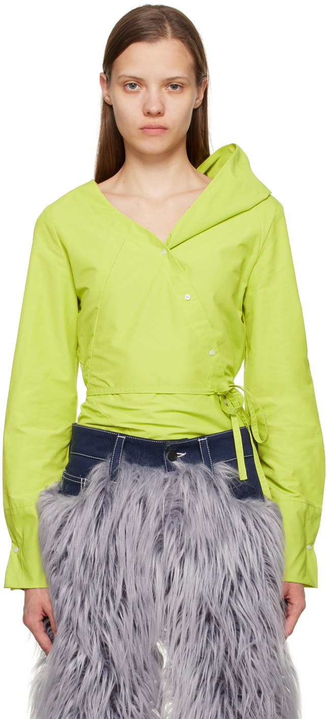 Paula Canovas Del Vas Green Asymmetric Blouse Paula Canovas Del Vas