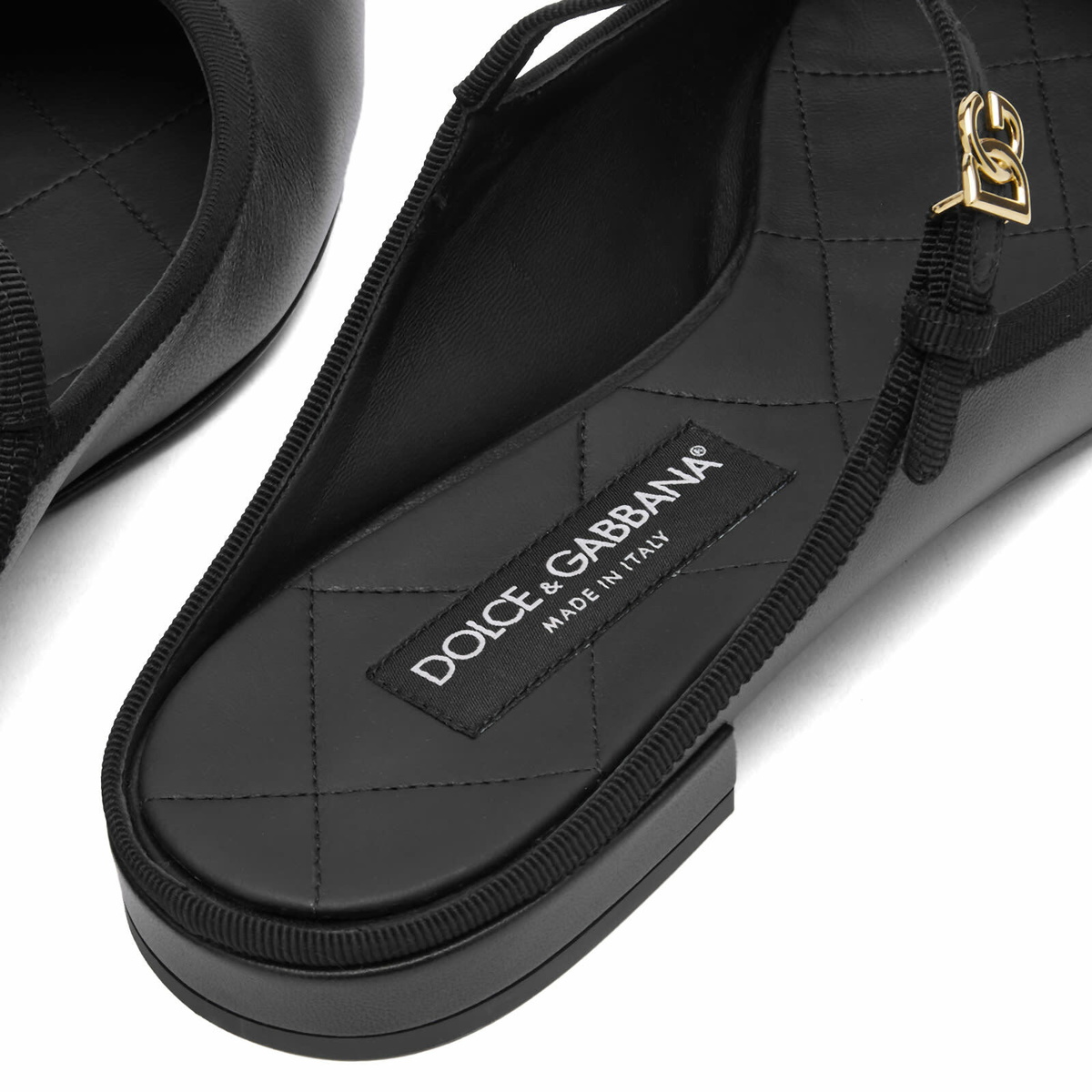 シューズ・サンダルその他 Dolce&Gabbana Black nappa ballerina Dolce & Gabbana Women's Leather Slip On Ballet Shoe in