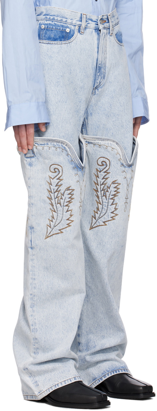Y/Project SSENSE Exclusive Blue Maxi Cowboy Cuff Jeans Y/Project
