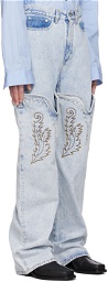 Y/Project SSENSE Exclusive Blue Maxi Cowboy Cuff Jeans