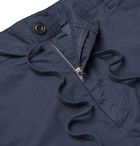 Hartford - Slim-Fit Tapered Pleated Cotton Drawstring Trousers - Blue