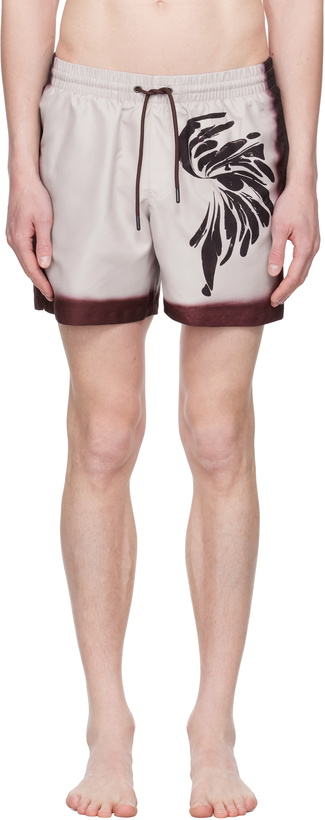 Photo: Dries Van Noten Burgundy Printed Swim Shorts