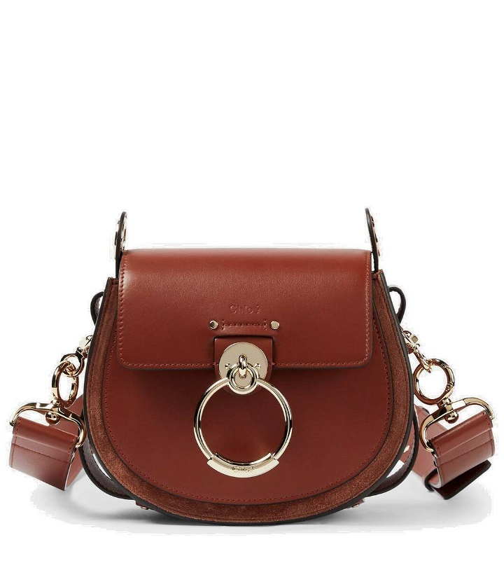 Photo: Chloé Tess Small suede-trimmed leather shoulder bag