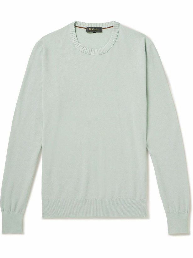 Photo: Loro Piana - Cotton and Silk-Blend Piqué Sweater - Blue