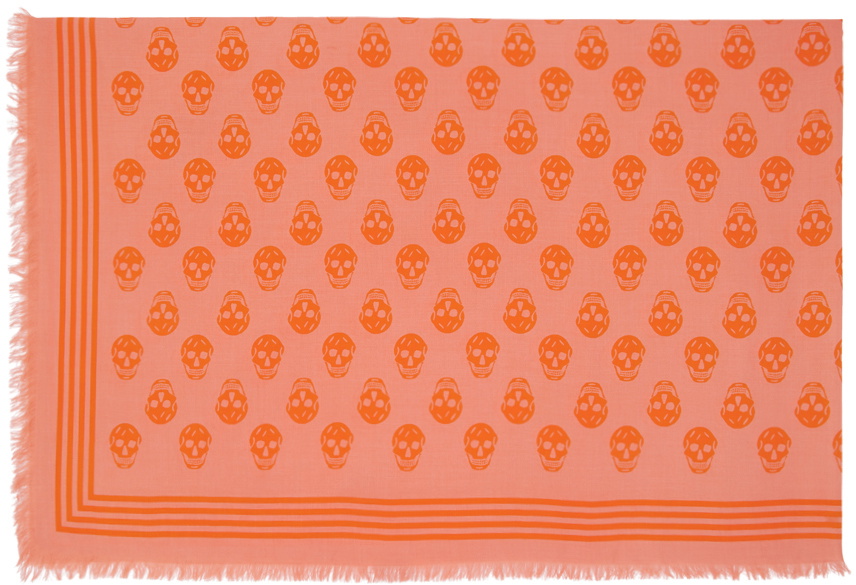 Alexander McQueen Orange Biker Skull Scarf Alexander McQueen