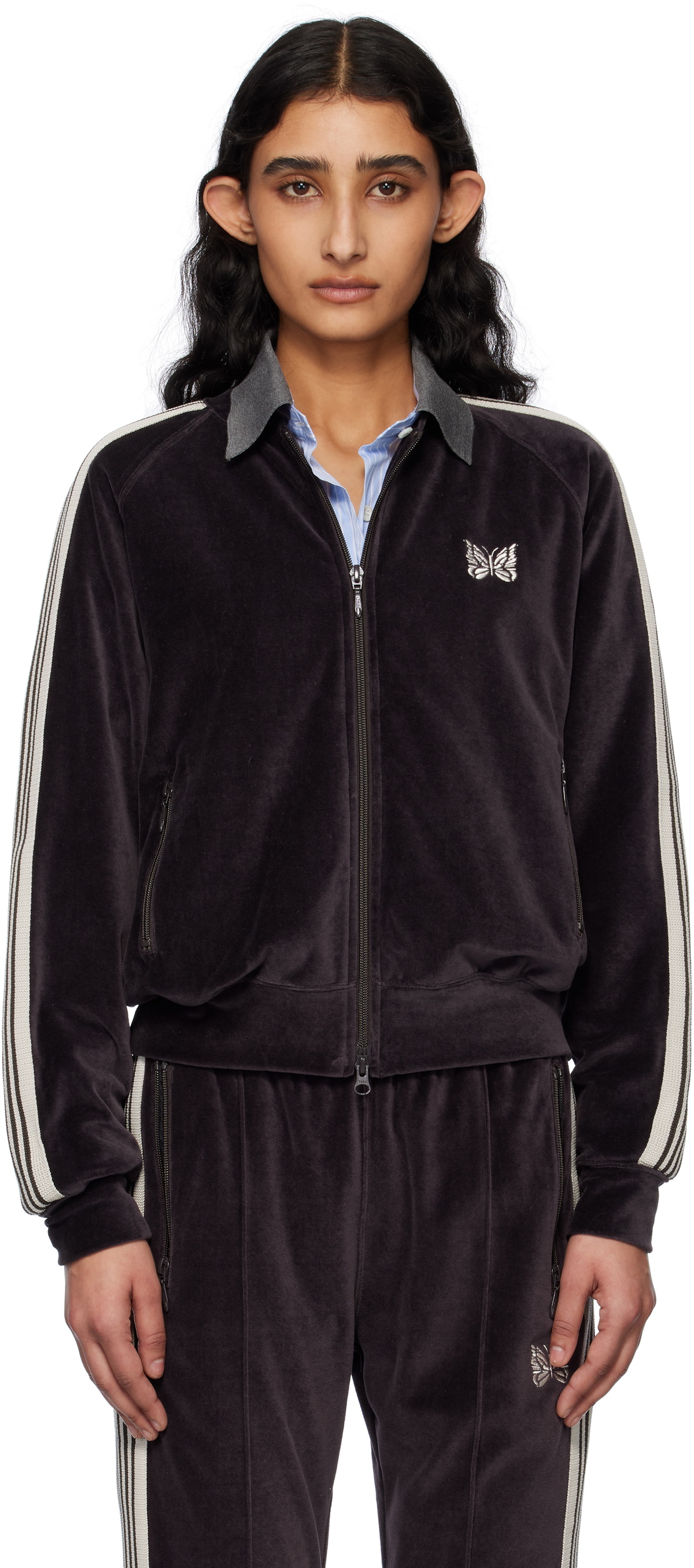 NEEDLES Black Rib Collar Track Jacket Needles