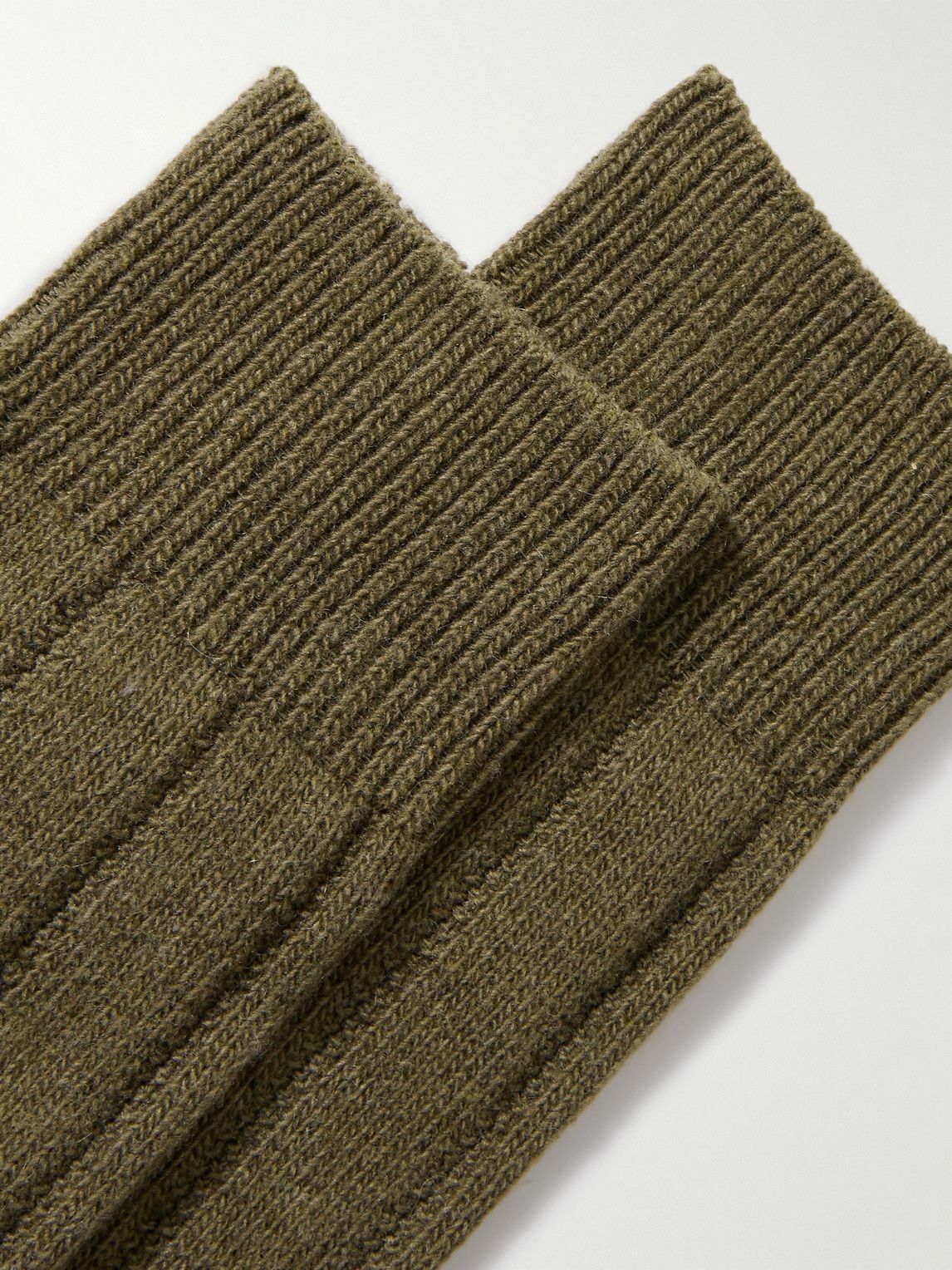 Anderson & Sheppard - Ribbed-Knit Socks - Green
