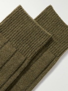Anderson & Sheppard - Ribbed-Knit Socks - Green