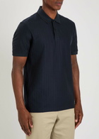 Boss Parley Striped-knit Cotton Polo Shirt Dark Blue
