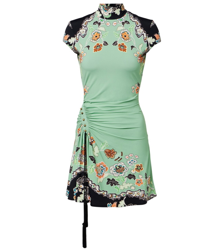 Photo: Roberto Cavalli Floral gathered jersey minidress