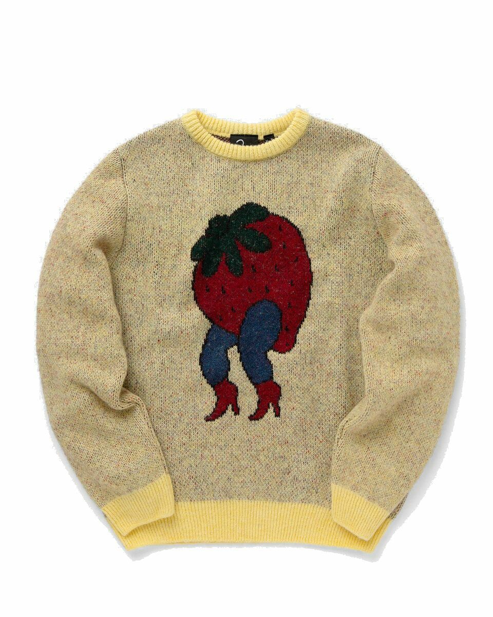 Photo: By Parra Stupid Strawberry Knitted Pullover Yellow - Mens - Pullovers