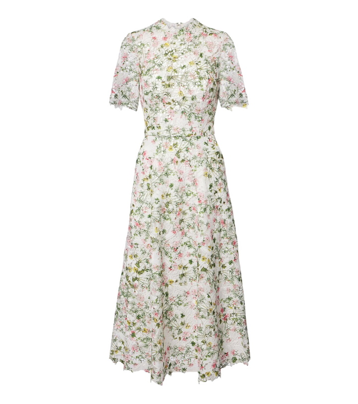 Photo: Monique Lhuillier Floral lace midi dress
