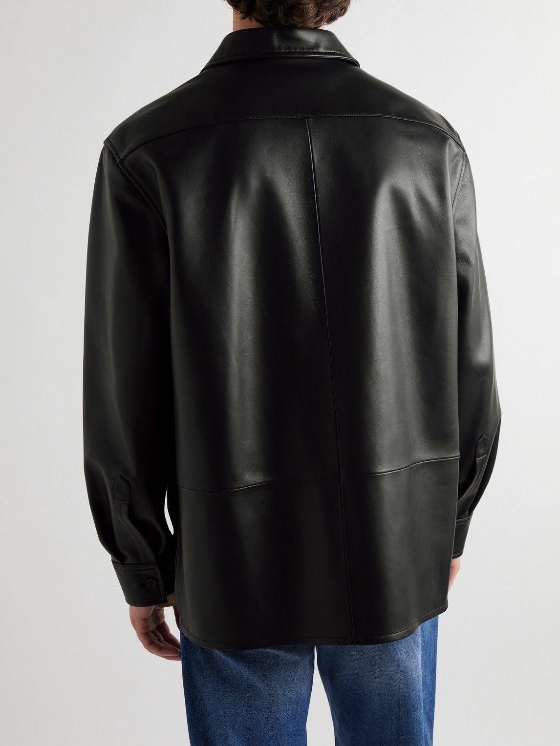 LOEWE Logo-Debossed Leather Jacket for Men