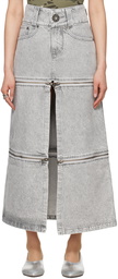 VAQUERA Gray Zipper Denim Maxi Skirt