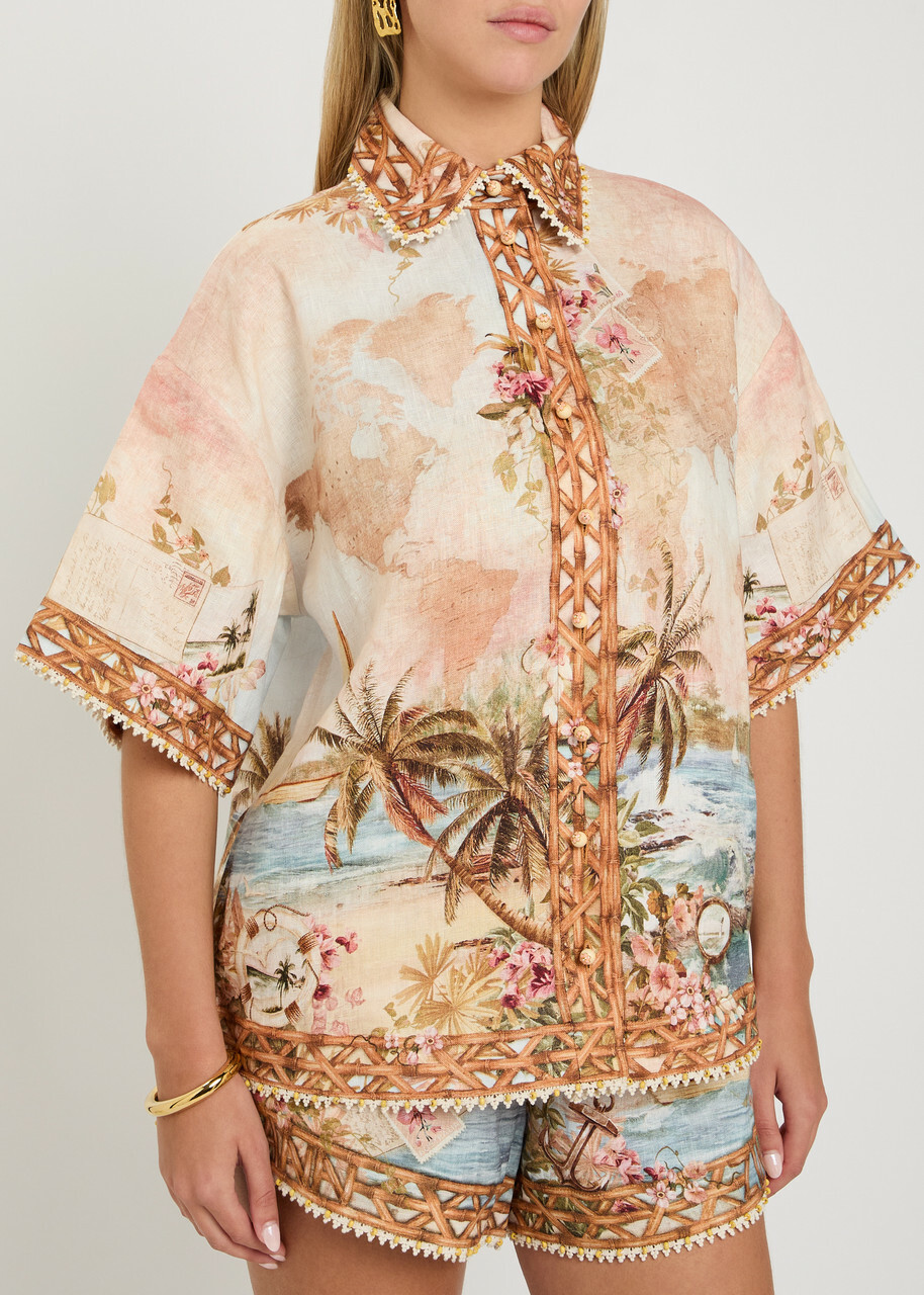 Zimmermann Mohan Printed Linen Shirt Multicoloured