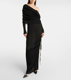 Alaïa Draped off-shoulder maxi dress